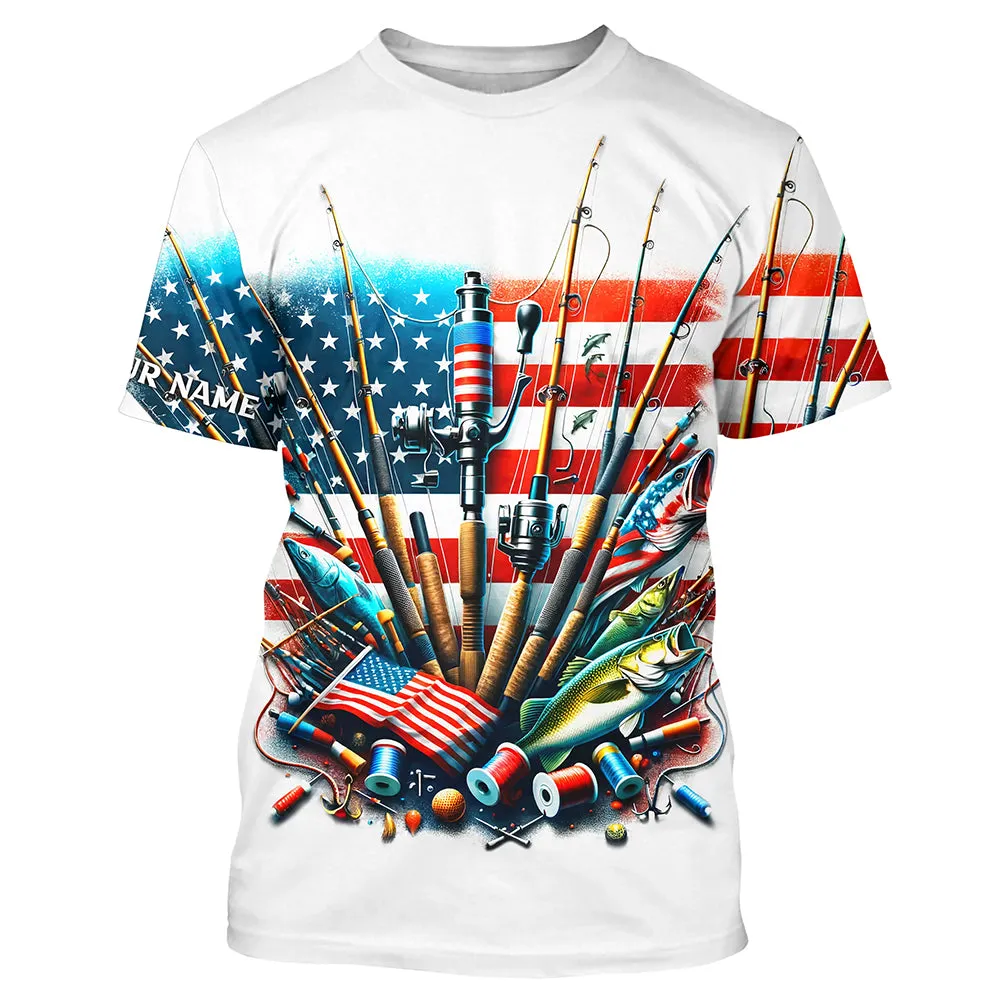 American Flag UV Protection Fishing T-Shirt For Fisherman Fishing Jersey A51