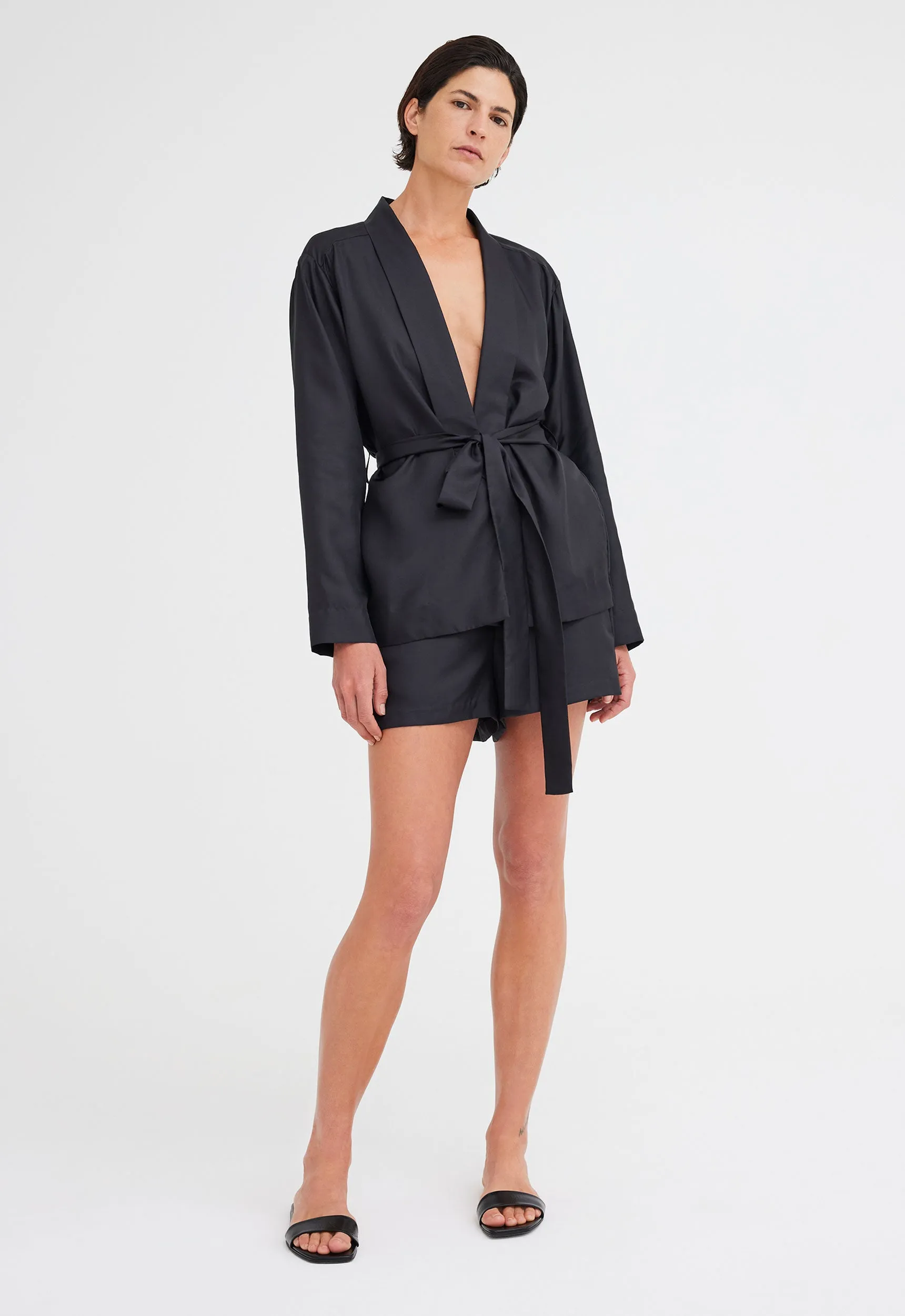 Ansel Silk Jacket - Black