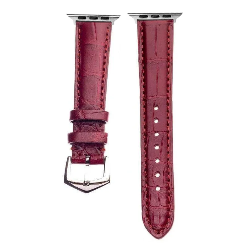 Apple Watch Leather Band ™  Burgundy Matt Alligator Watch Strap