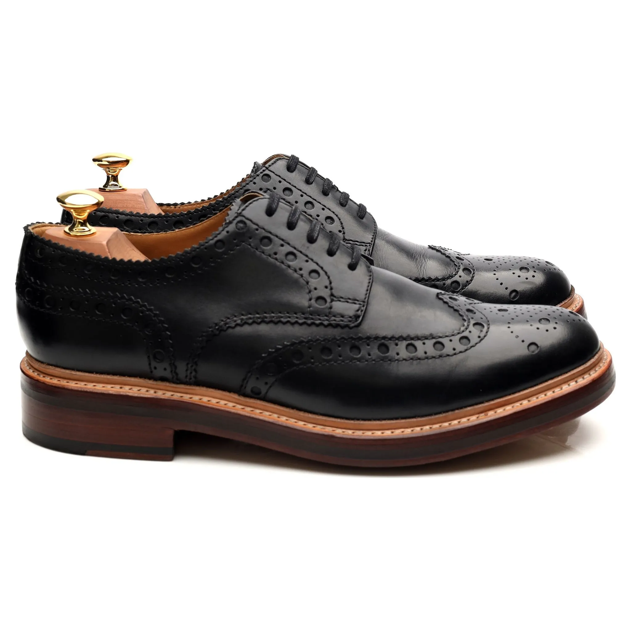 'Archie' Black Leather Derby Brogues UK 9 G
