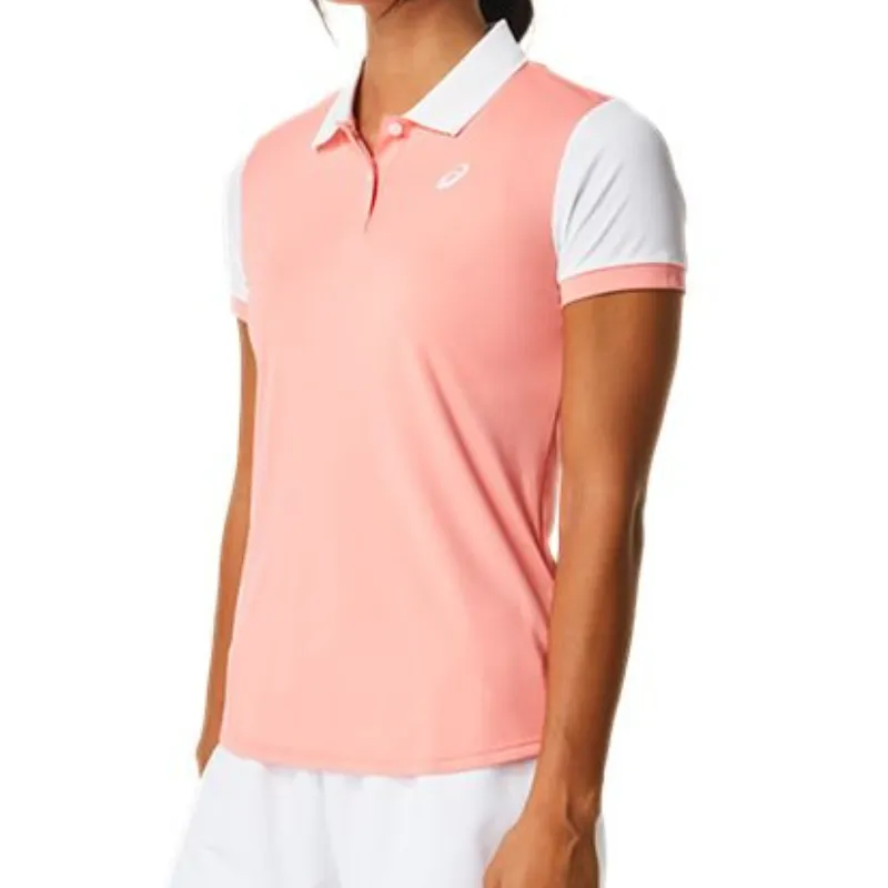 Asics Women Court Polo Shirt - Guava/Brilliant White