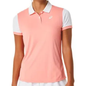 Asics Women Court Polo Shirt - Guava/Brilliant White