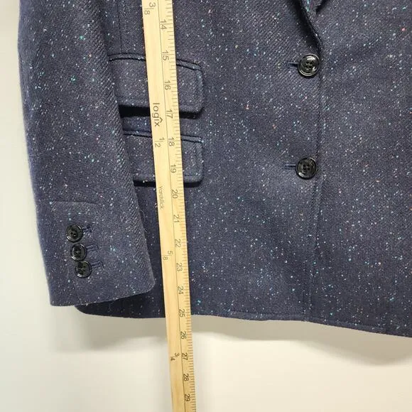 Banana Republic Hacking Jacket Blazer Womens 6 Blue Wool Blend Tweed Career