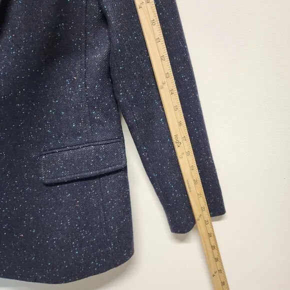 Banana Republic Hacking Jacket Blazer Womens 6 Blue Wool Blend Tweed Career