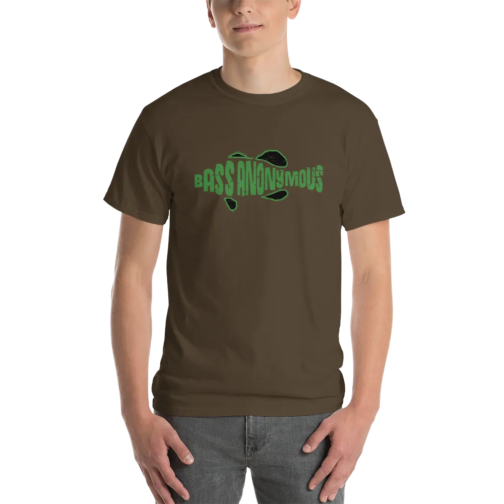 BassAnonymous Short Sleeve T-Shirt Green/Black Fins Grunge Style
