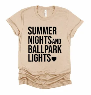 Bella Canvas Summer Nights and Baseball Lights Tee/ Summer Tee