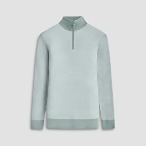 Bird's Eye Jacquard Quarter-Zip Mock Neck Sweater