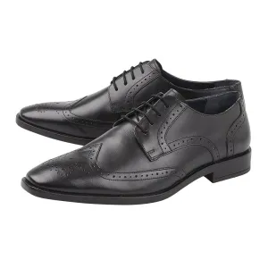 Black Leather Milton Lace-Up Brogues Shoes
