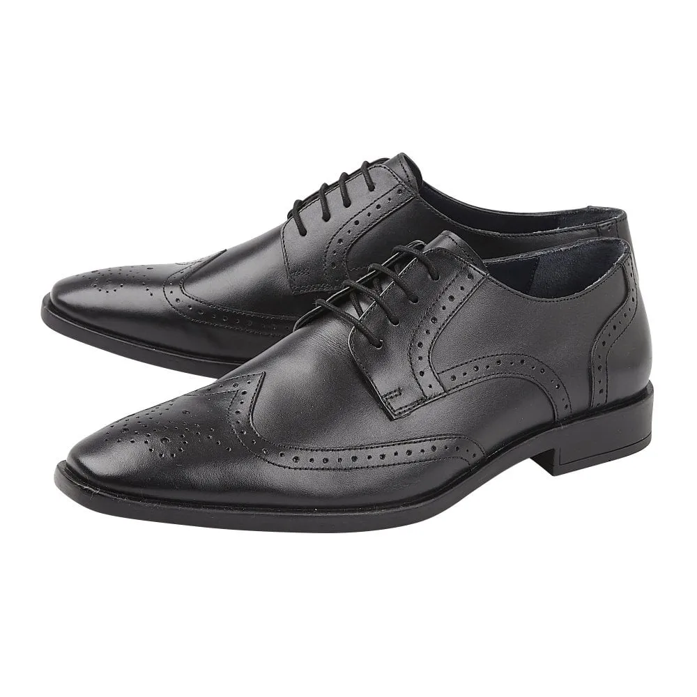 Black Leather Milton Lace-Up Brogues Shoes