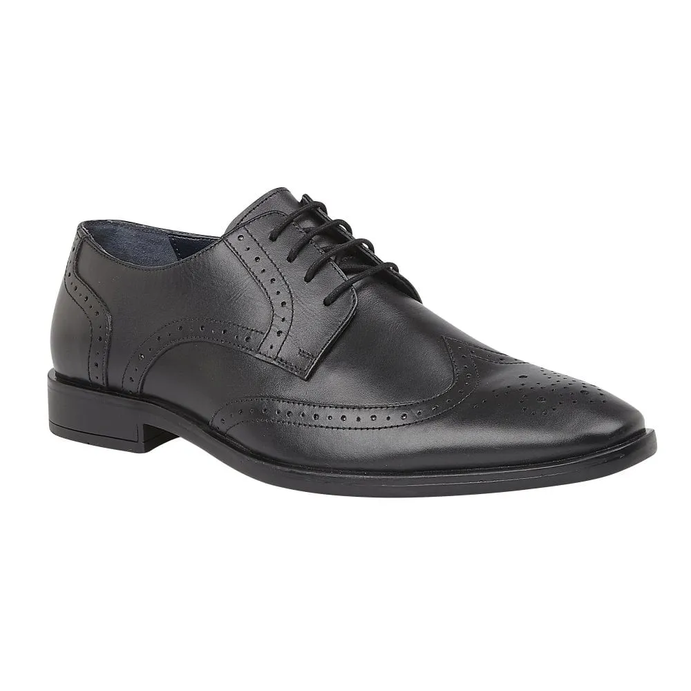 Black Leather Milton Lace-Up Brogues Shoes