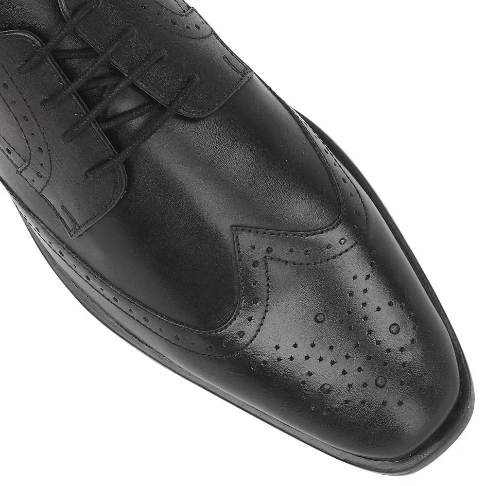 Black Leather Milton Lace-Up Brogues Shoes