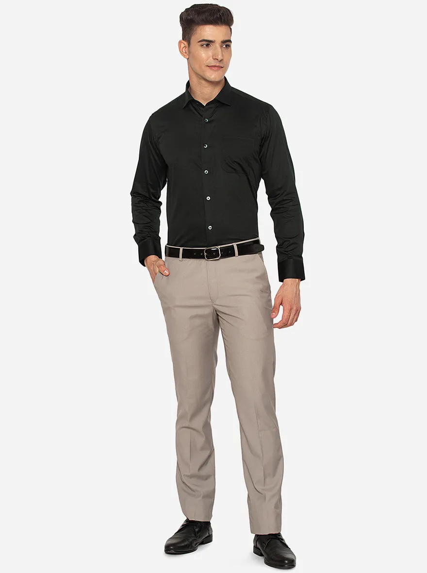 Black Solid Slim Fit Formal Shirt | Greenfibre