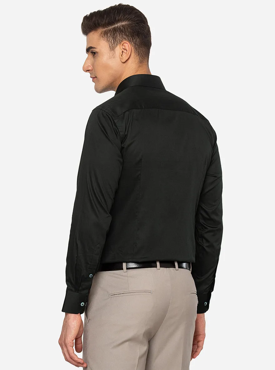 Black Solid Slim Fit Formal Shirt | Greenfibre