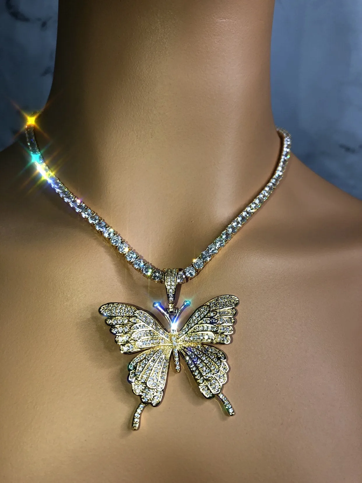 bling butterfly , butterfly  necklace,butterfly necklace and cz butterfly pendant ,Christmas gift, butterfly pendant , butterfly choker