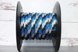 Blue, Black & Silver Solid Braided Multifilament Polypropylene Rope