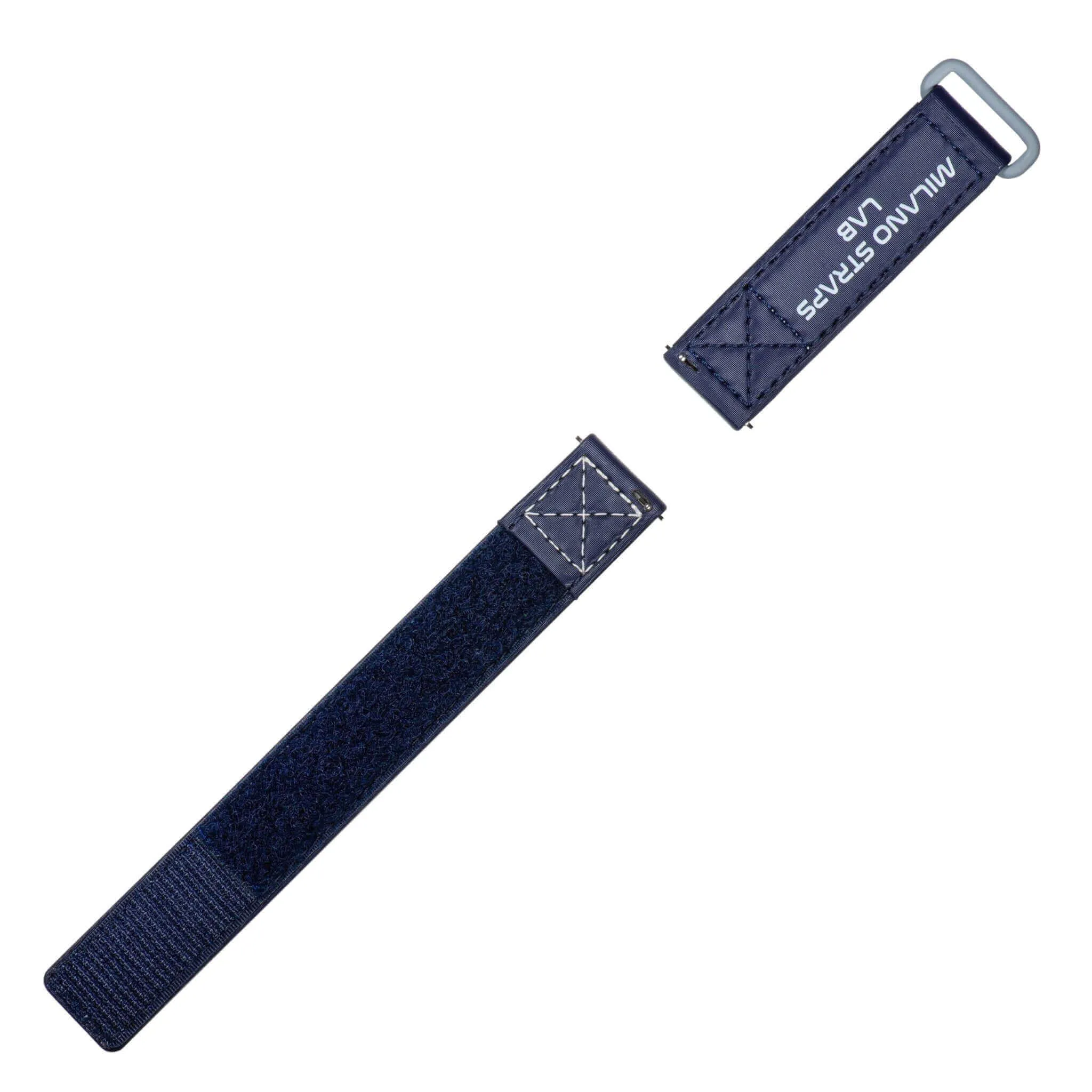 Blue Velcro® Watch Band Ecru Stitches 20mm