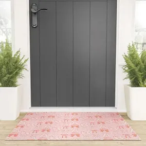 Bows in Pink and Cream Welcome Mat