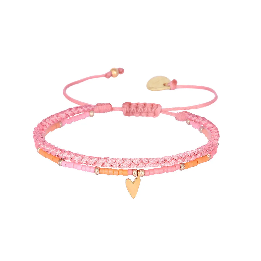 Braided bracelet with a playful gold plated heart charm