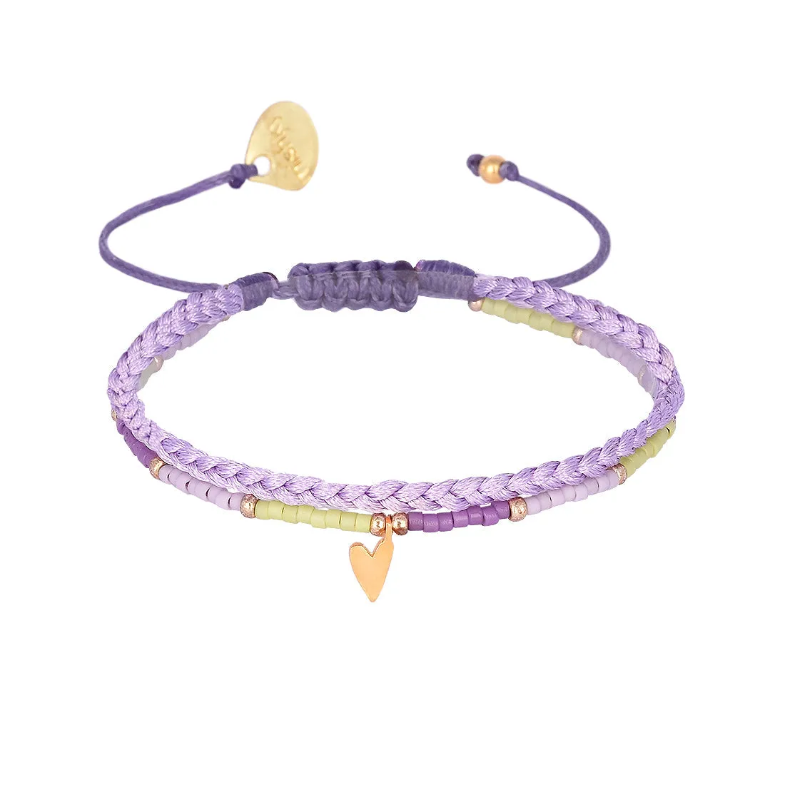 Braided bracelet with a playful gold plated heart charm