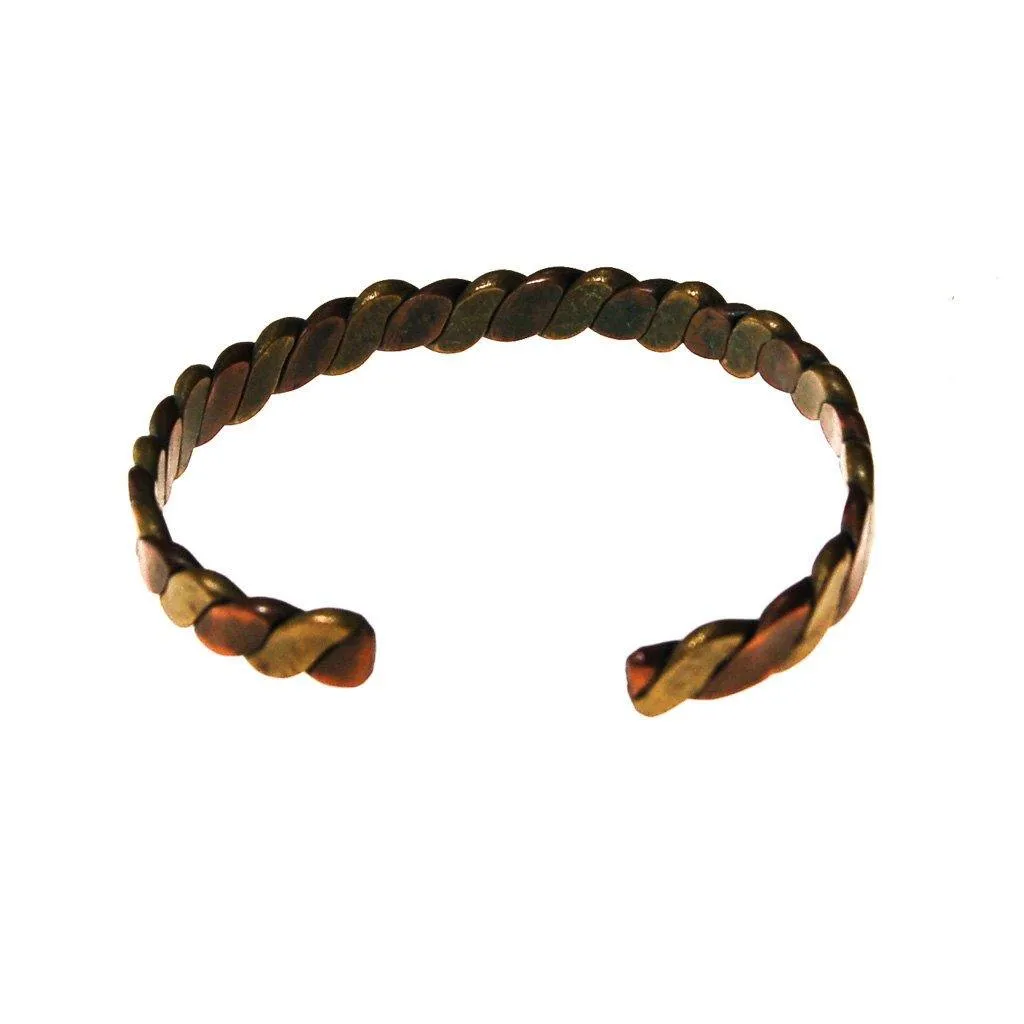 Braided Copper and Brass Cuff Bracelet