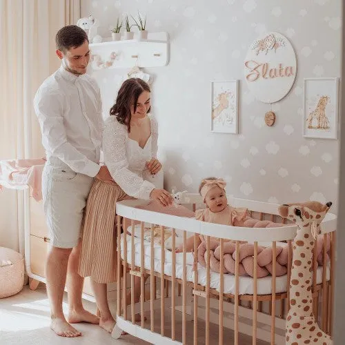 Braided Protective Cot Bumper - dusky pink