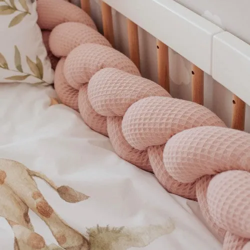 Braided Protective Cot Bumper - dusky pink