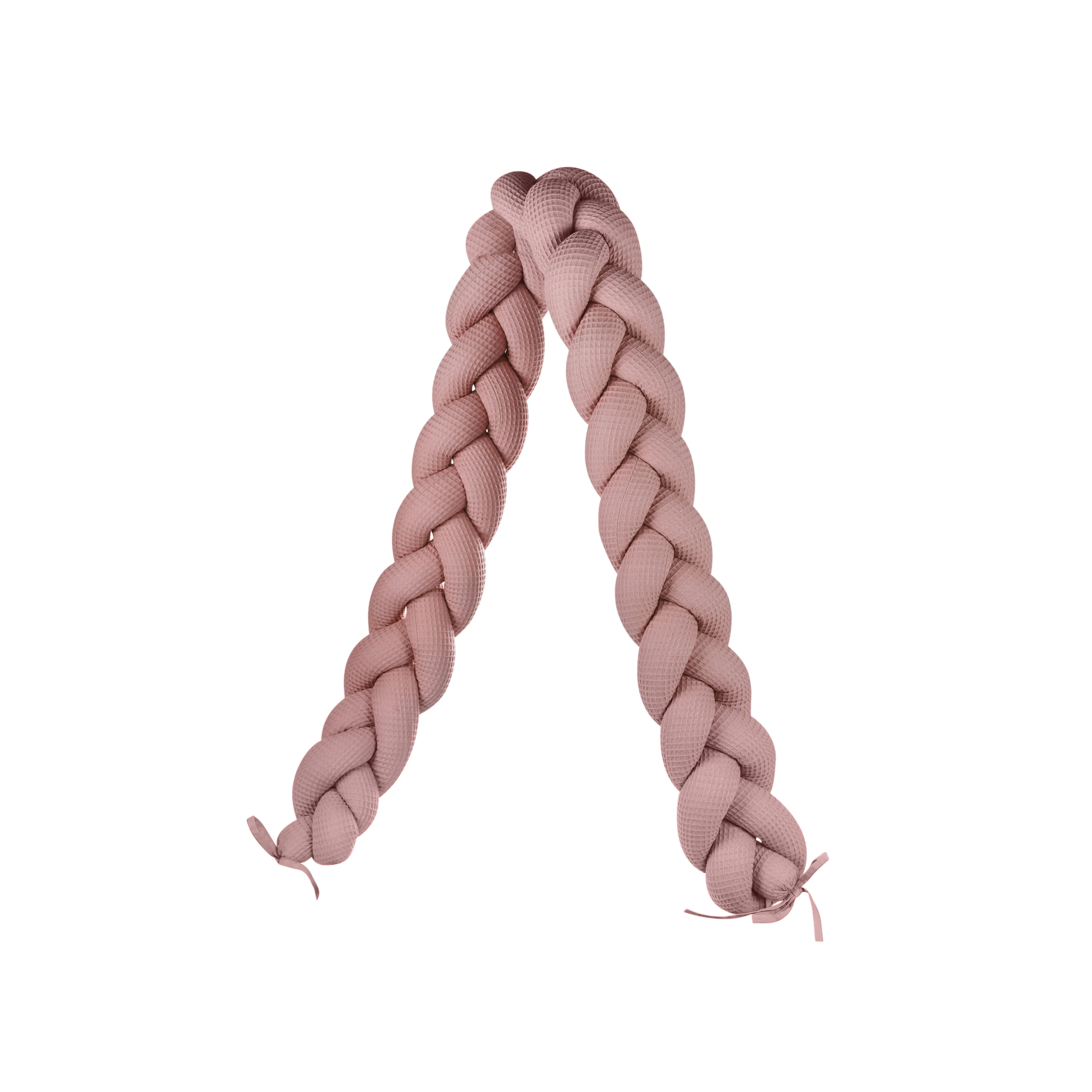 Braided Protective Cot Bumper - dusky pink