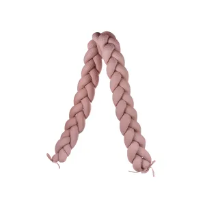 Braided Protective Cot Bumper - dusky pink