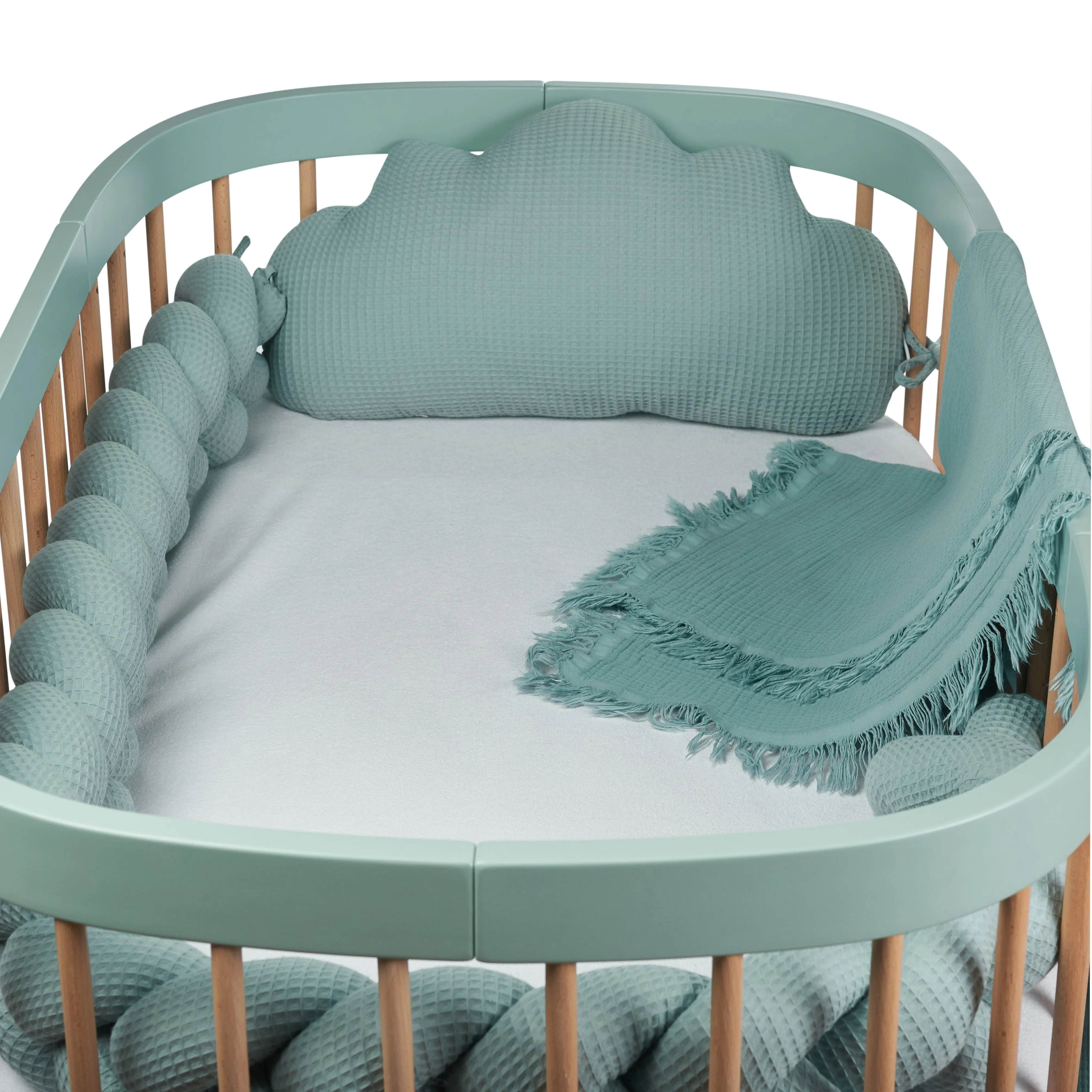 Braided Protective Cot Bumper - Mint