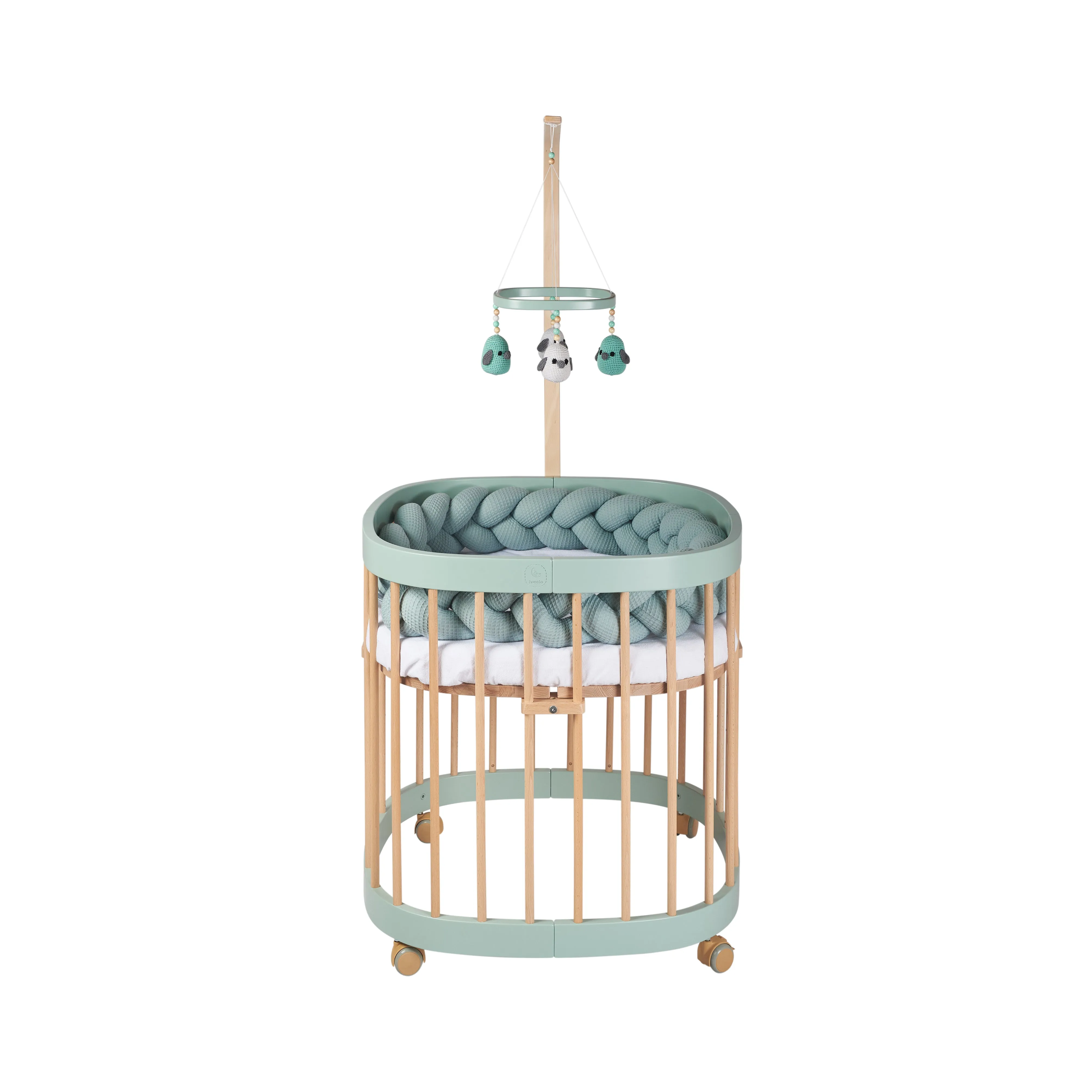 Braided Protective Cot Bumper - Mint