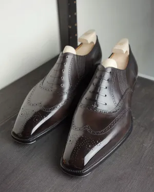 Brown Leather Bosset Brogue Wingtip Oxfords - Formal Shoes