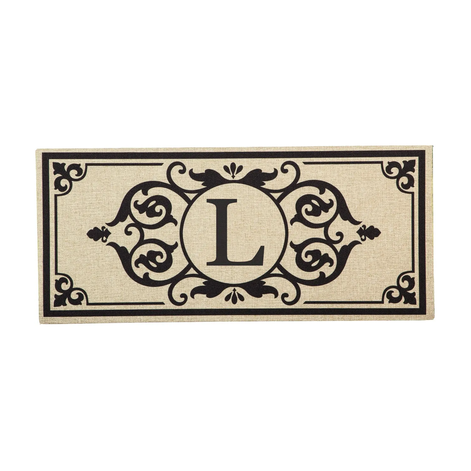 Cambridge Monogram Burlap Sassafras Switch Mat, Letter L