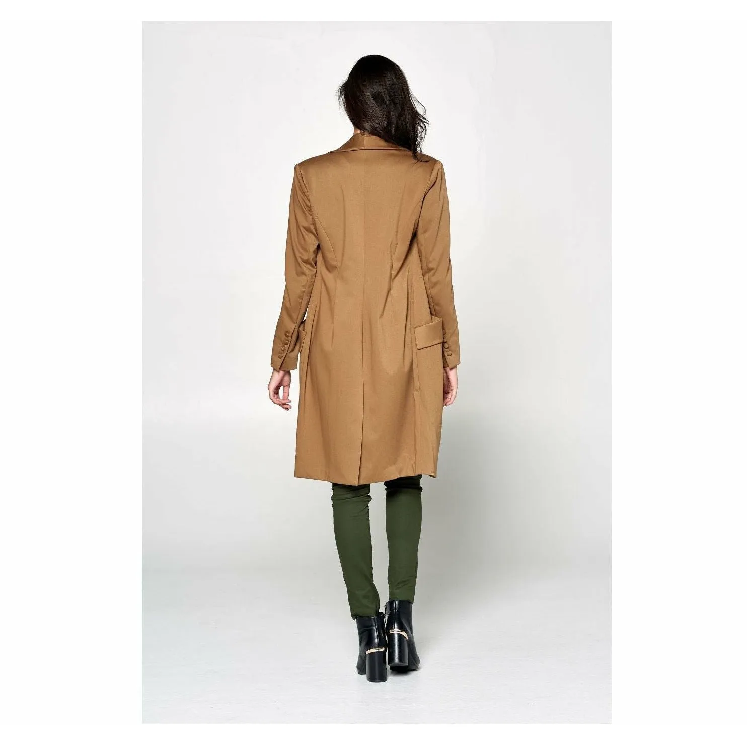 Camel Double Breasted Midi Coat