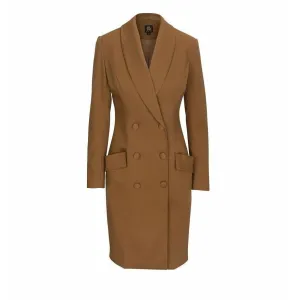 Camel Double Breasted Midi Coat