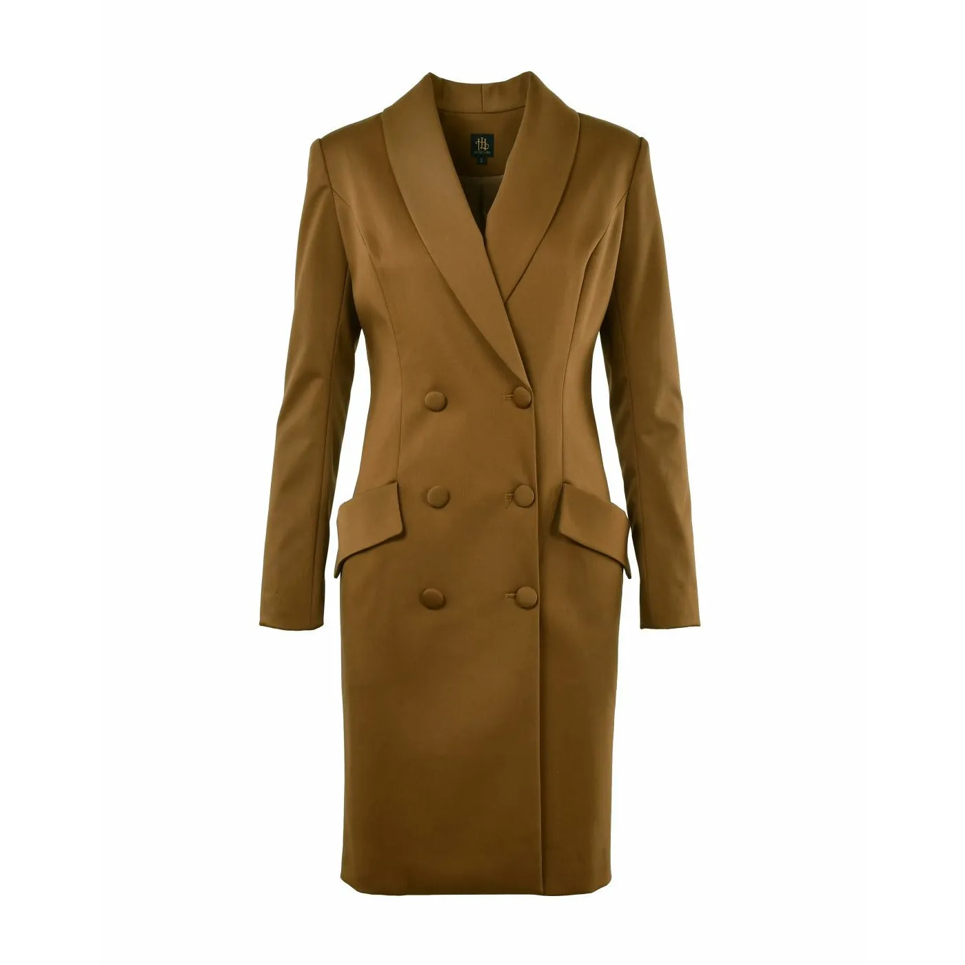 Camel Double Breasted Midi Coat