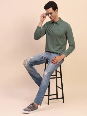 Camla Barcelona Polo Neck Full Sleeve Green Tshirt