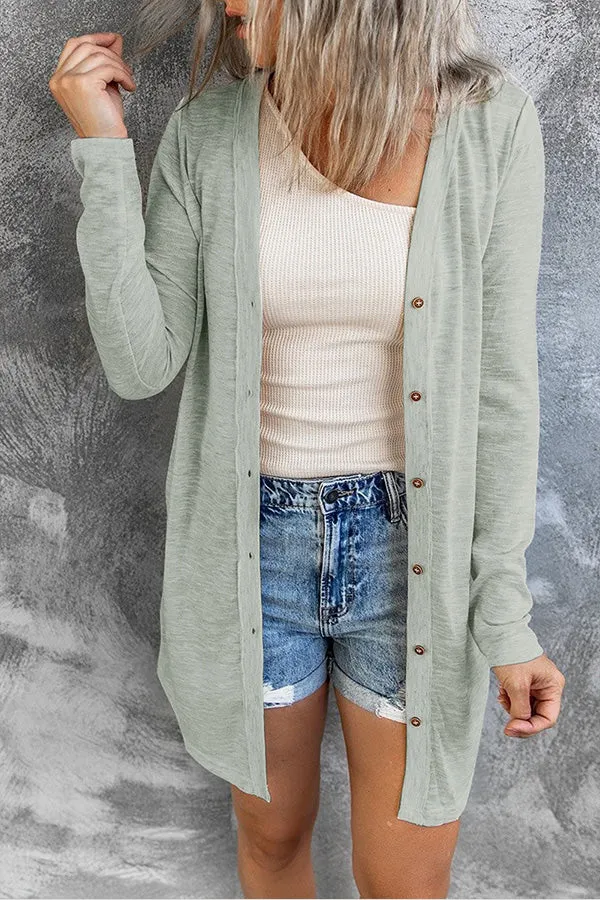 Casual Button Front Open Front Cover Up