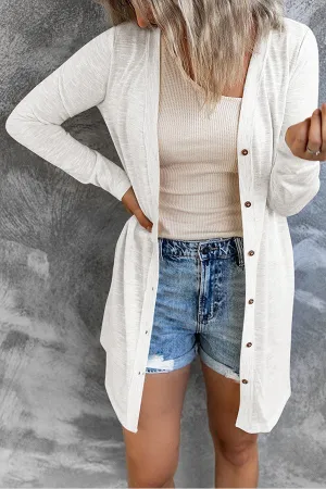 Casual Button Front Open Front Cover Up