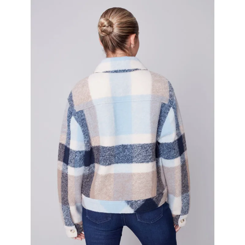Charlie B Plaid Boiled Wool Short Jacket
