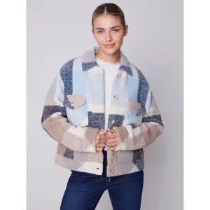 Charlie B Plaid Boiled Wool Short Jacket