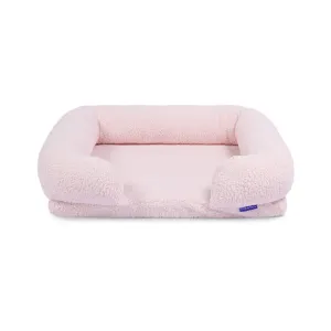Charlie's Teddy Fleece Orthopedic Memory Foam Sofa Dog Bed with Bolster Pink Medium
