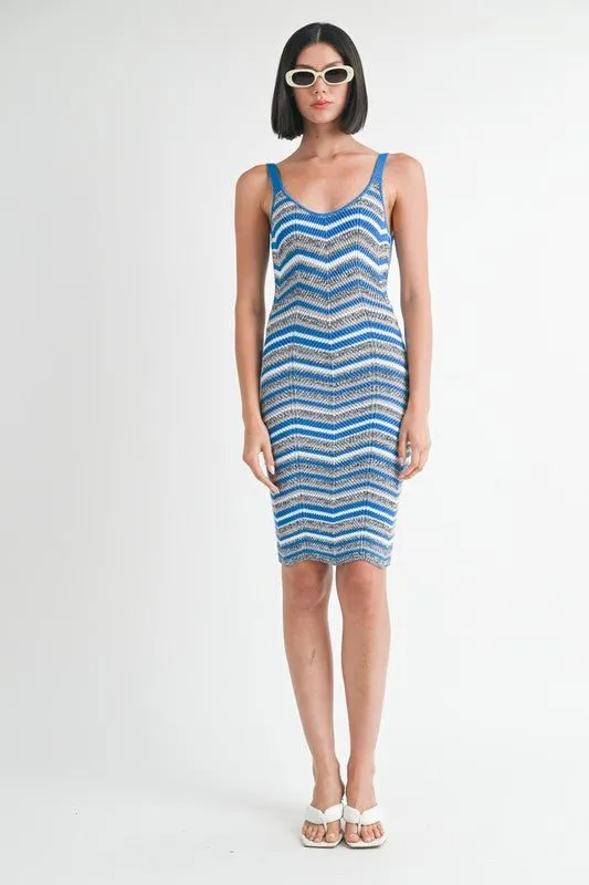 CHEVRON KNIT MIDI DRESS