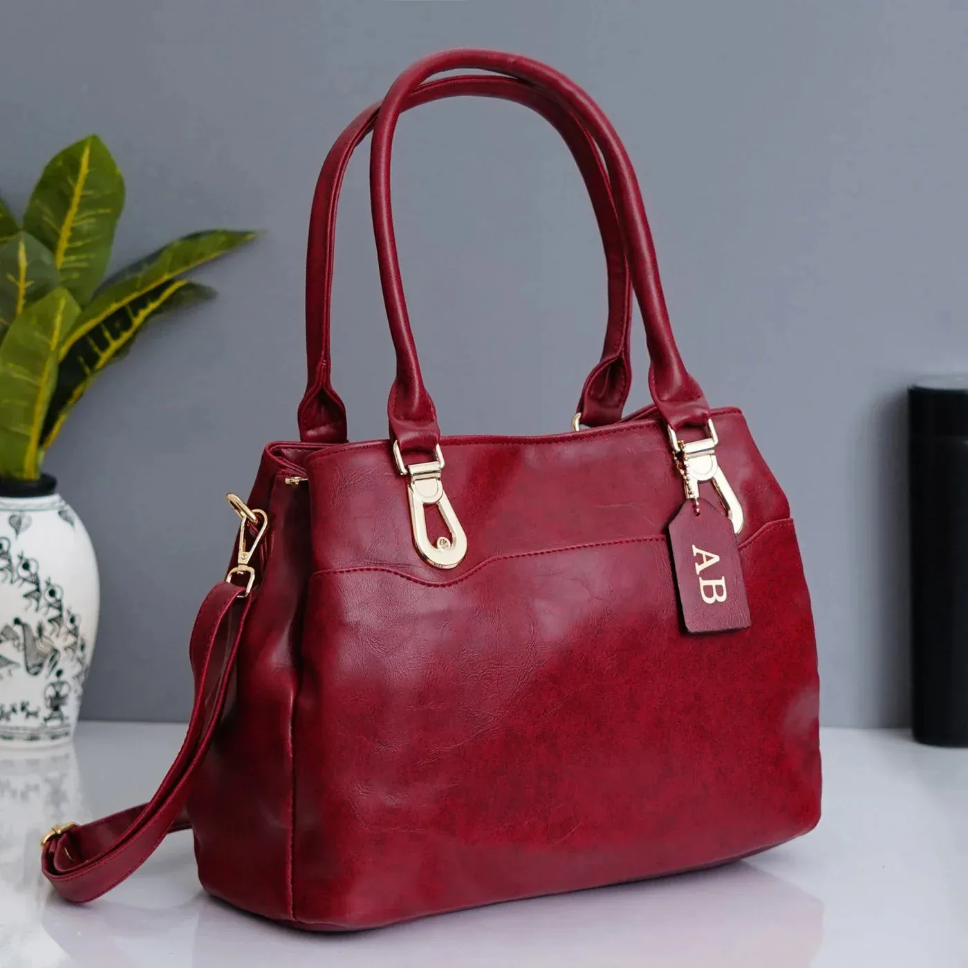 Classy Leather Customized Hand Bag 2.0 - Maroon