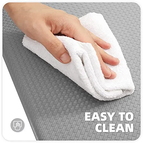 Color G Kitchen Rugs, Kitchen Rug Set 2 Piece Kitchen Runner Rug Kitchen Floor Mat, Cushioned Anti Fatigue Kitchen Mat Non Skid Waterproof Comfort Standing Kitchen Rug, 17"x29" 17"x59", Grey