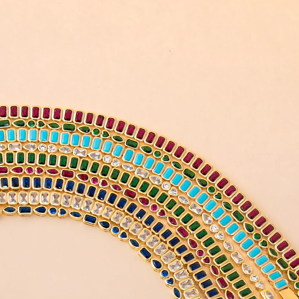 Colored Bezel Baguette Tennis Bracelet