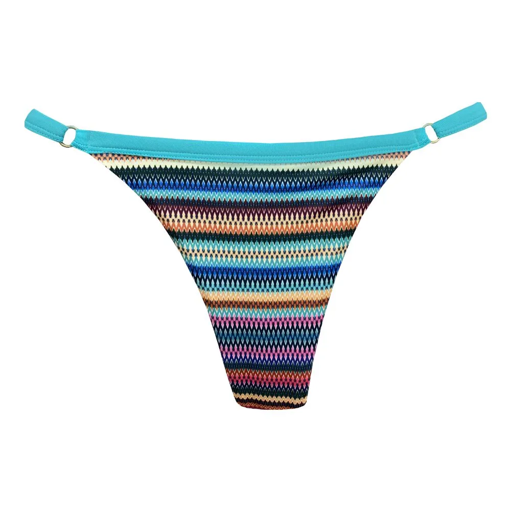 Colorful Stripes Brazilian Thong Bikini Bottom