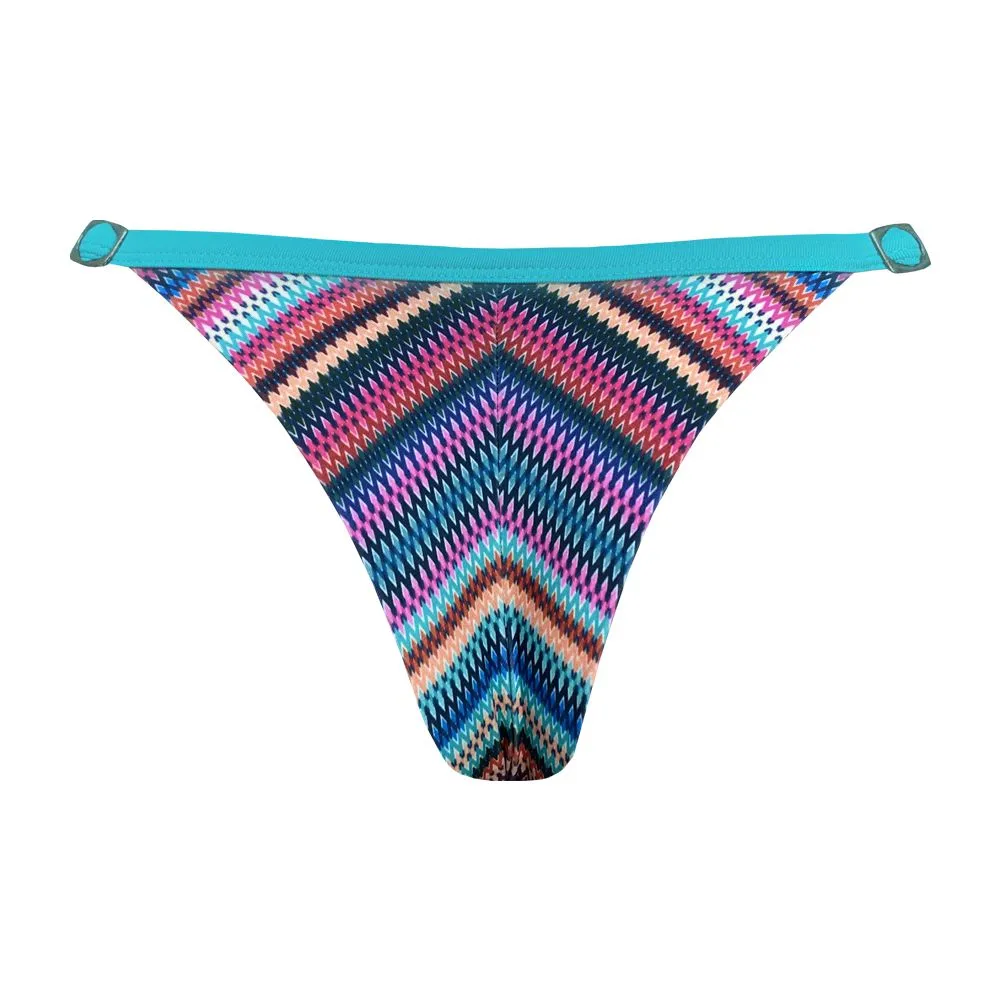 Colorful Stripes Brazilian Thong Bikini Bottom