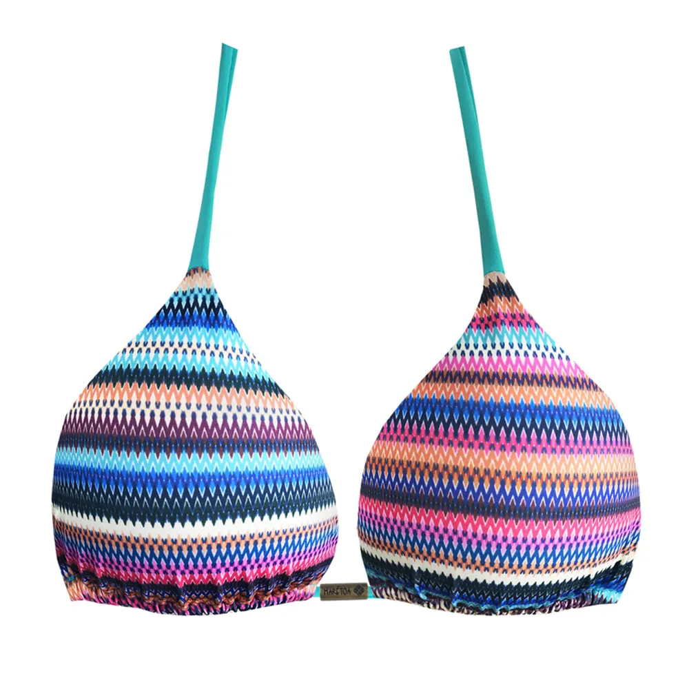Colorful Stripes Brazilian Triangle Bikini Top
