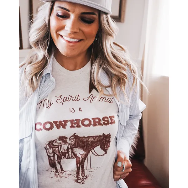 “Cowhorse” Adult Western Graphic Tee in Oatmeal