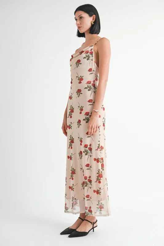 COWL NECK MAXI DRESS WITH OPEN BACK